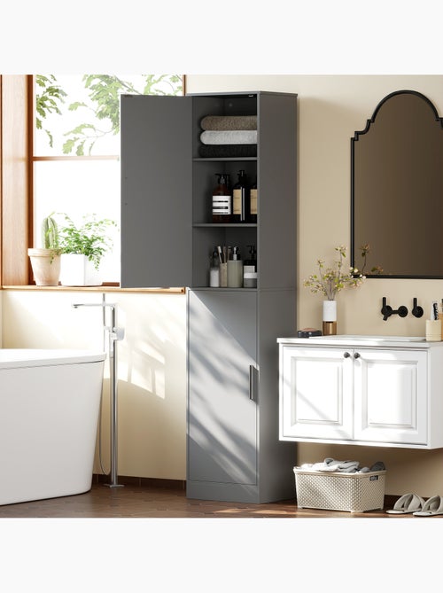 Colonne salle de bain h.180 cm 2 portes 4 étagères - Kiabi