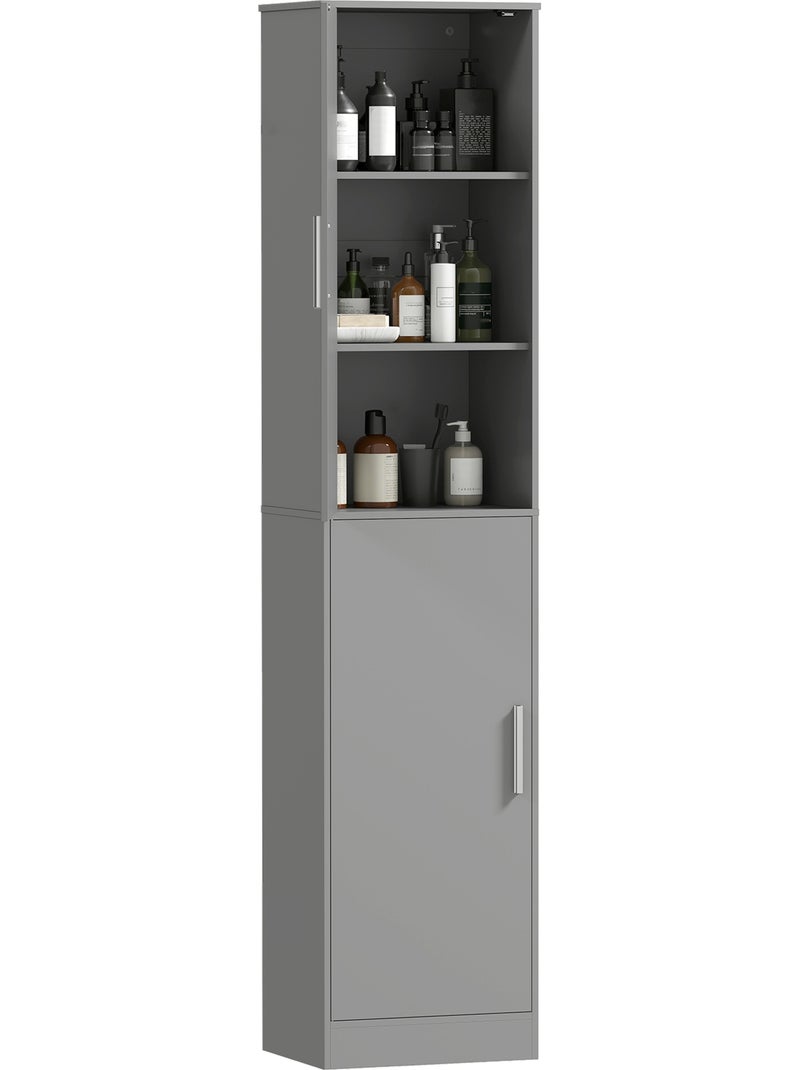 Colonne salle de bain h.180 cm 2 portes 4 étagères Gris - Kiabi