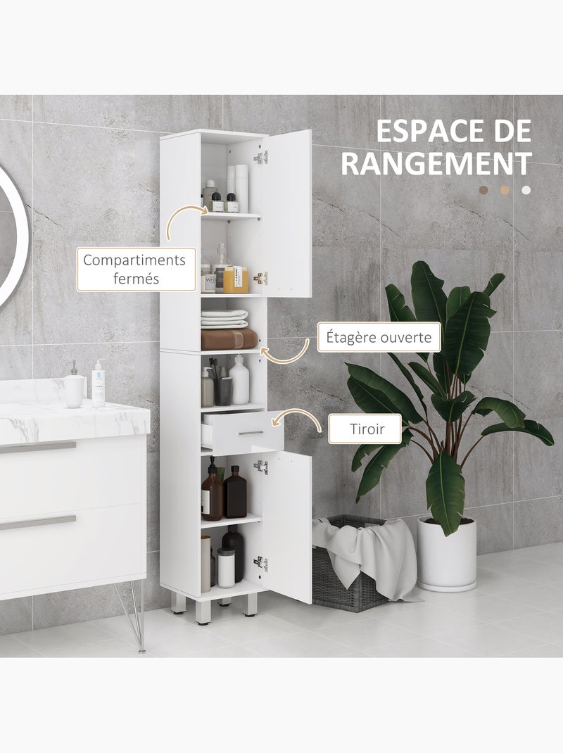 Colonne salle de bain h.180cm façade blanc laqué multi-rangement Blanc Blanc - Kiabi