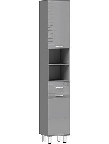 Colonne salle de bain h.180cm façade blanc laqué multi-rangement