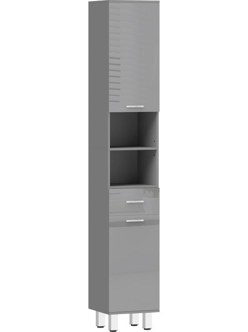 Colonne salle de bain h.180cm façade blanc laqué multi-rangement - Kiabi