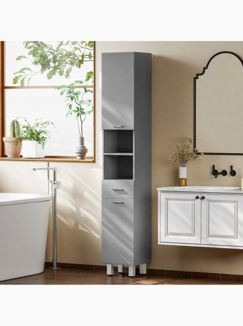 Colonne salle de bain h.180cm façade blanc laqué multi-rangement - Kiabi