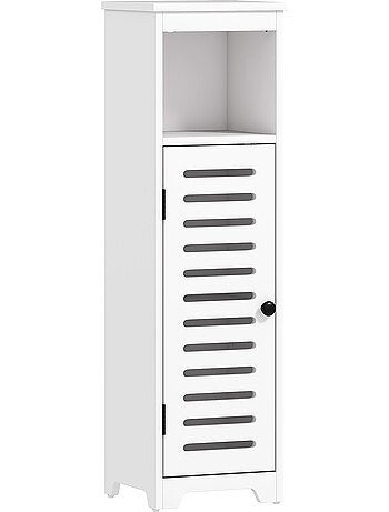 Colonne salle de bain porte ajourée étagère niche blanc