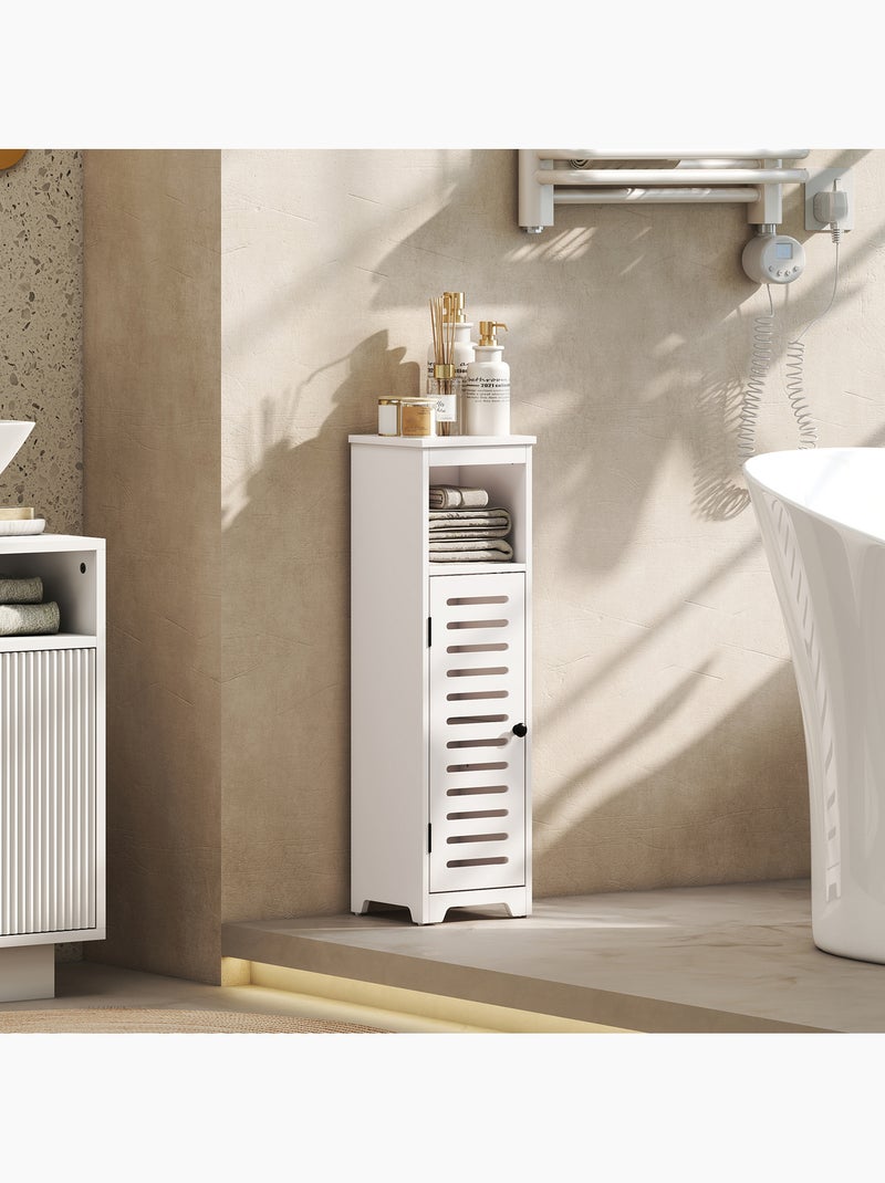 Colonne salle de bain porte ajourée étagère niche blanc Blanc Blanc - Kiabi