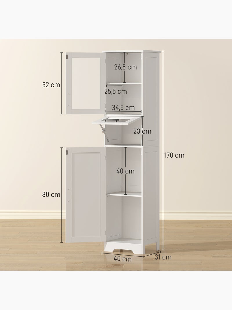 Colonne salle de bain porte vitrée tiroir 2 placards blanc Blanc Blanc - Kiabi