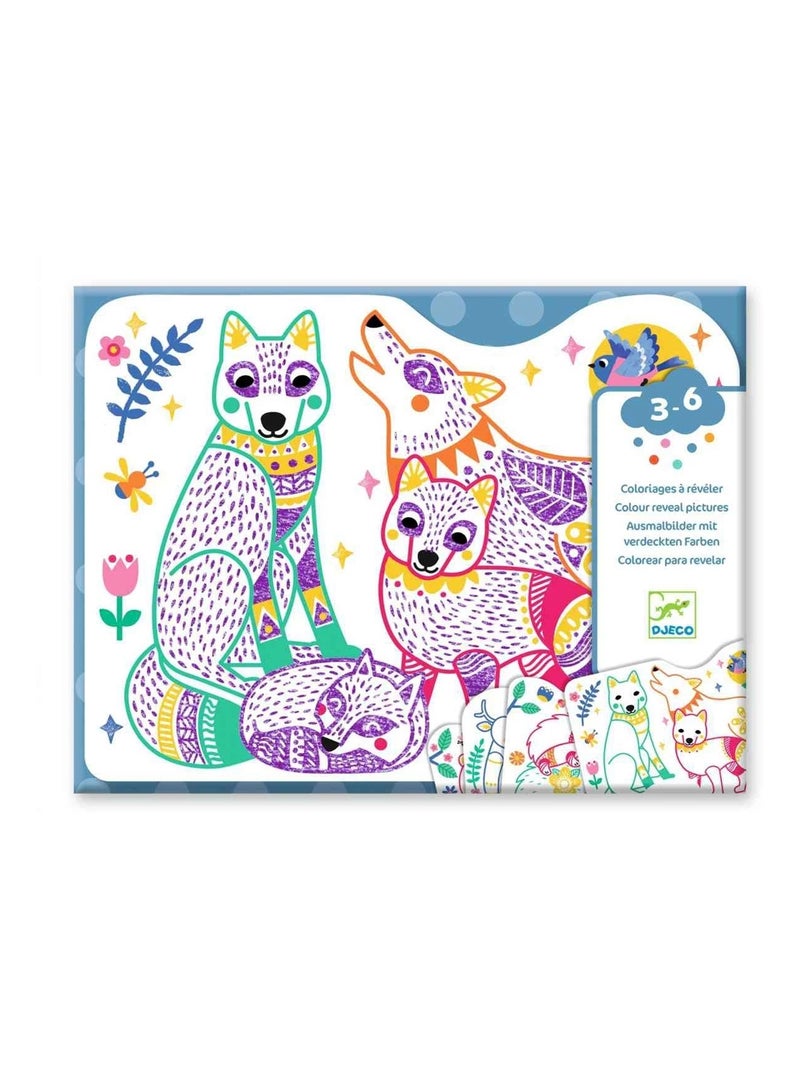 Coloriages à révéler Familles forestières Multicolore - Kiabi
