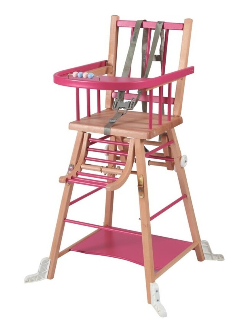 Combelle - Chaise Haute Bébé Transformable En Bois Marcel - Bicolore Fuchsia - 57x95cm Rose fushia - Kiabi