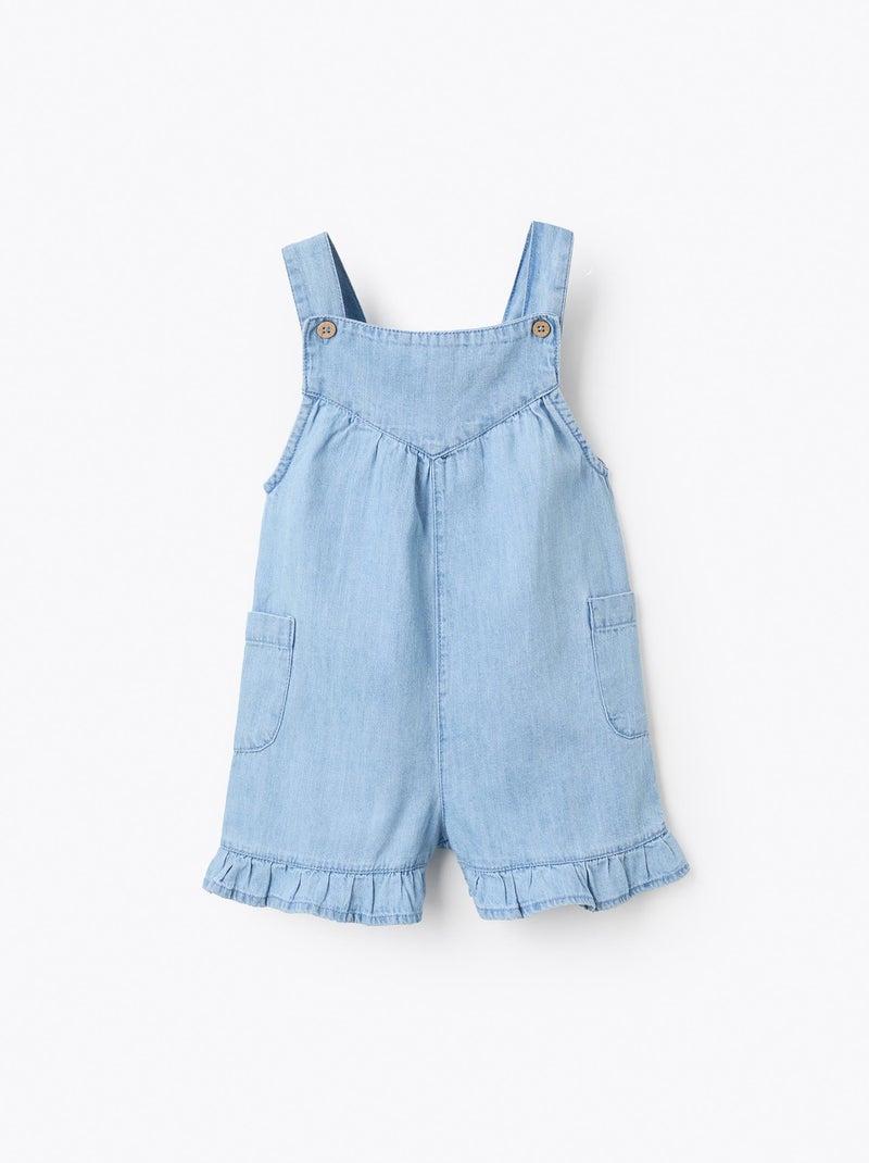 Combi en Jean avec Volants Bleu clair - Kiabi