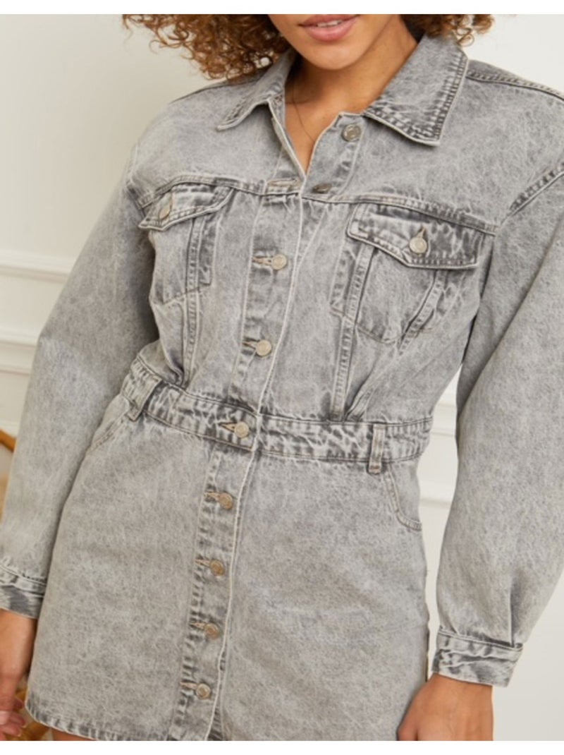 Combi jupe courte en jean Kebello Gris - Kiabi