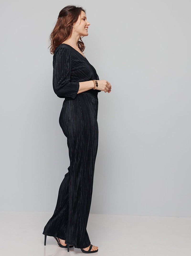 Combi-pantalon en maille plissée - AFIBEL Noir - Kiabi