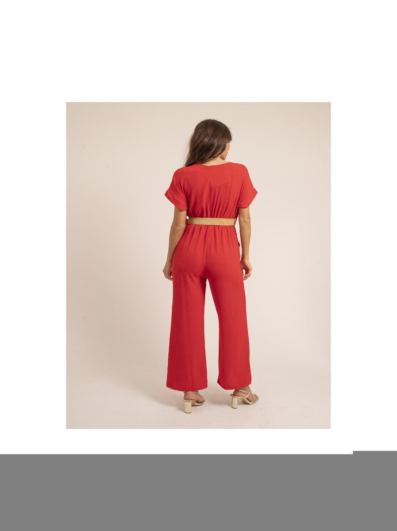Combi pantalon et ceinture EDERNIE Rouge - Kiabi