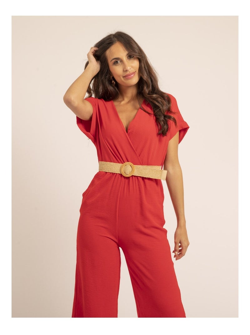 Combi pantalon et ceinture EDERNIE Rouge - Kiabi