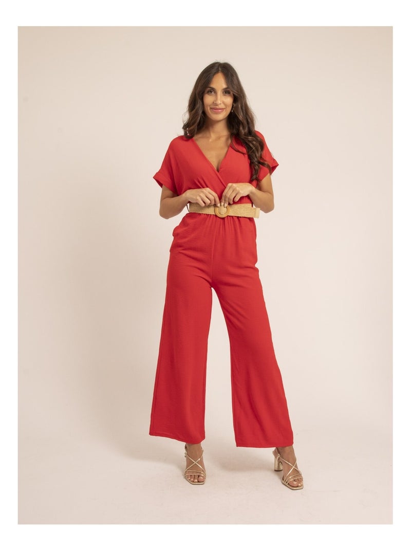 Combi pantalon et ceinture EDERNIE Rouge - Kiabi