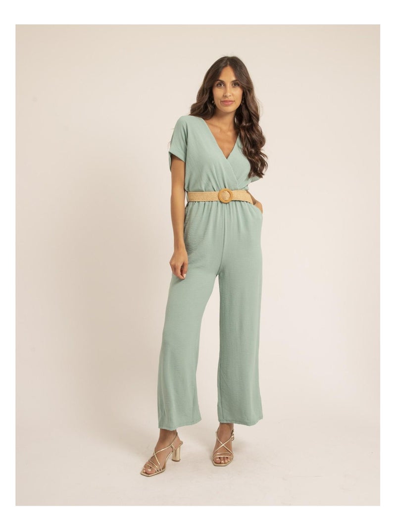 Combi pantalon et ceinture EDERNIE Vert pistache - Kiabi