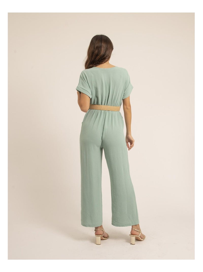 Combi pantalon et ceinture EDERNIE Vert pistache - Kiabi