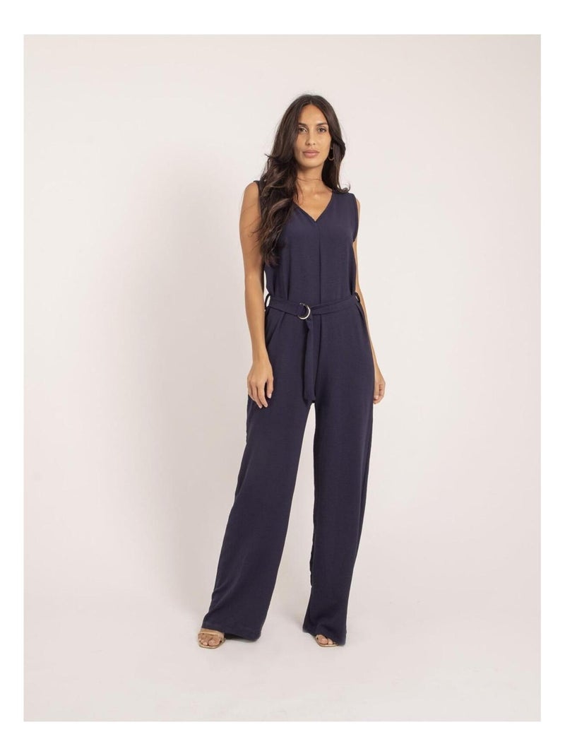 Combi pantalon et ceinture ELEA Bleu marine - Kiabi