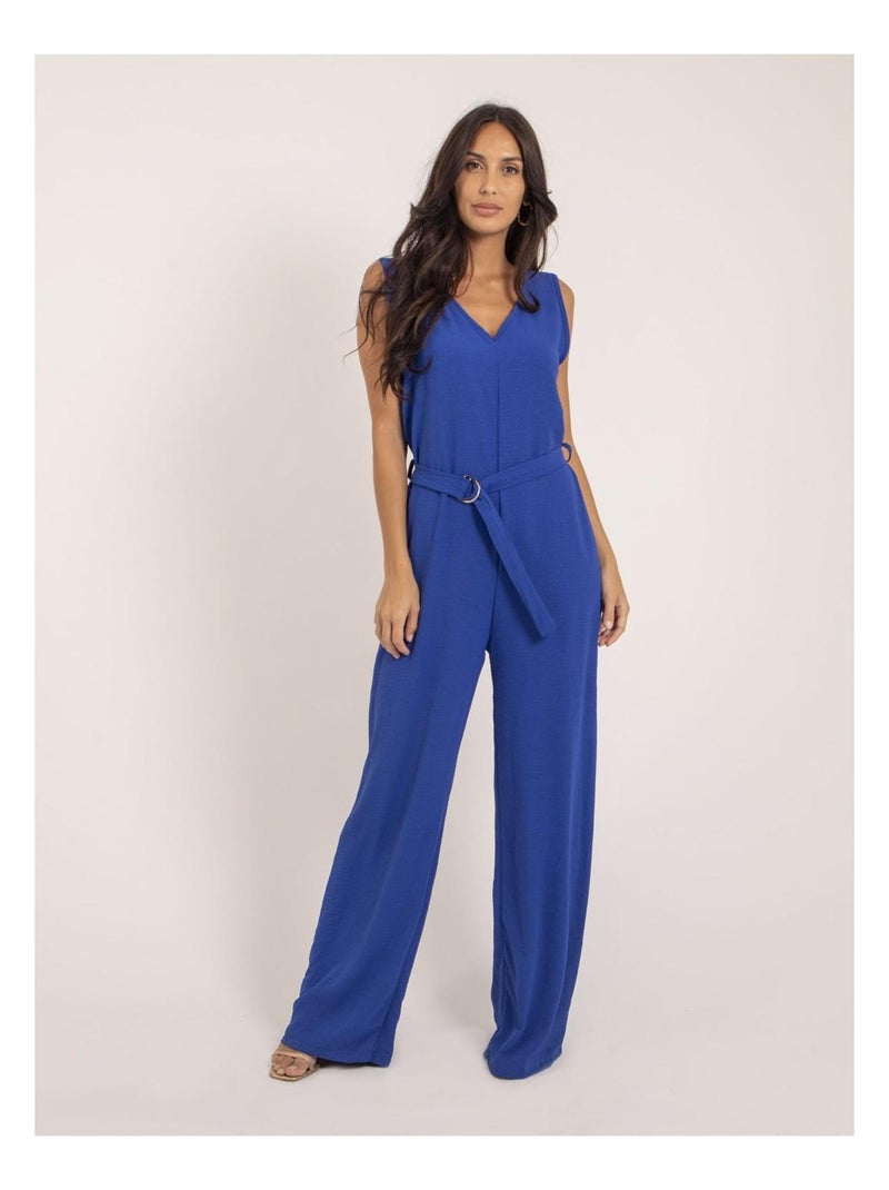 Combi pantalon et ceinture ELEA Bleu roi - Kiabi