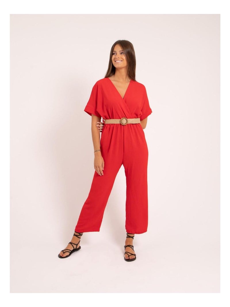 Combi pantalon et ceinture ELRIDA Rouge - Kiabi