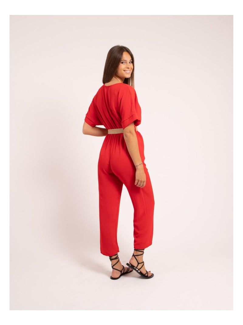 Combi pantalon et ceinture ELRIDA Rouge - Kiabi