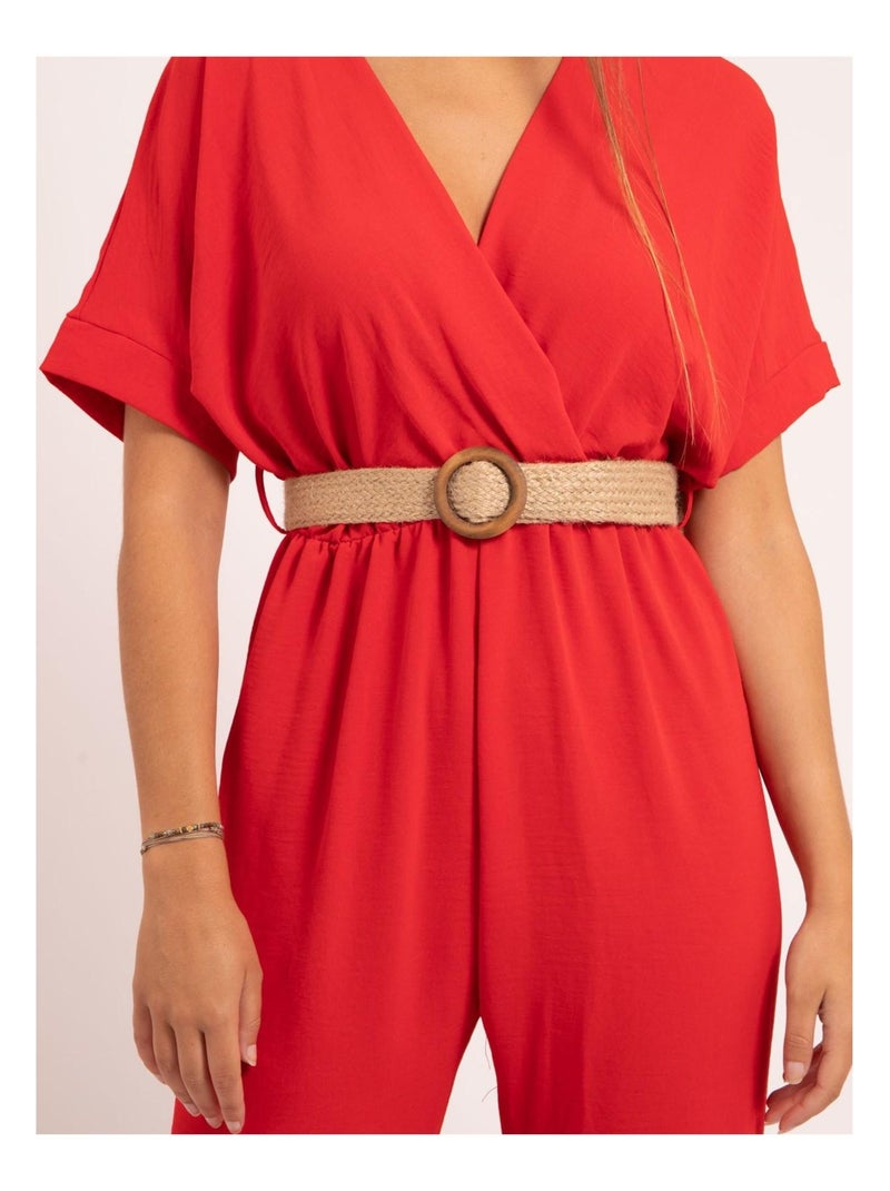 Combi pantalon et ceinture ELRIDA Rouge - Kiabi