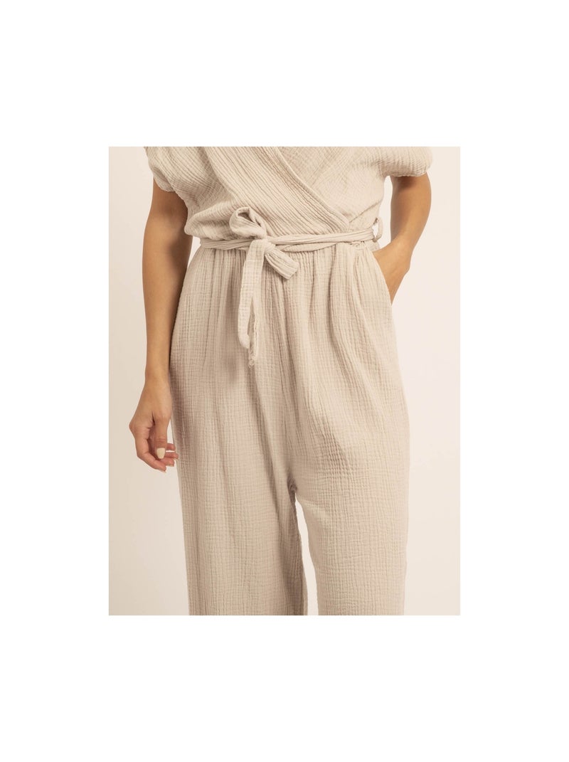 Combi pantalon gaze de coton EROLIE Beige - Kiabi