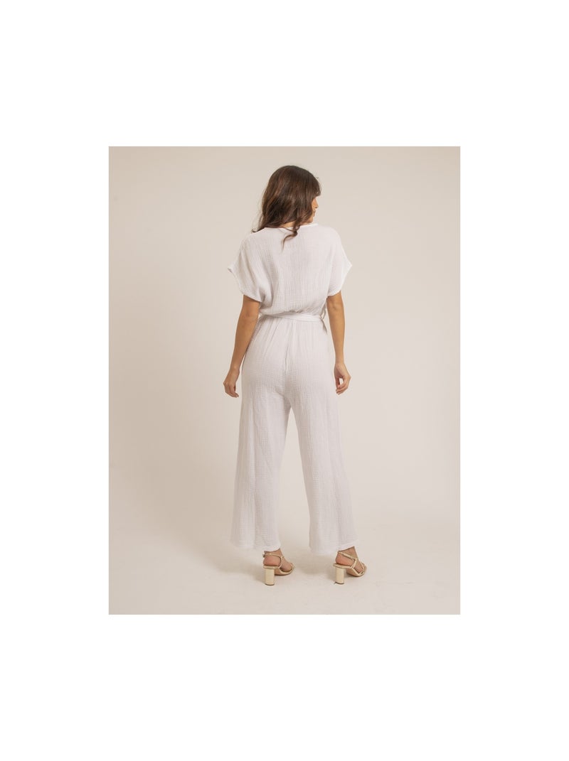 Combi pantalon gaze de coton EROLIE Blanc - Kiabi