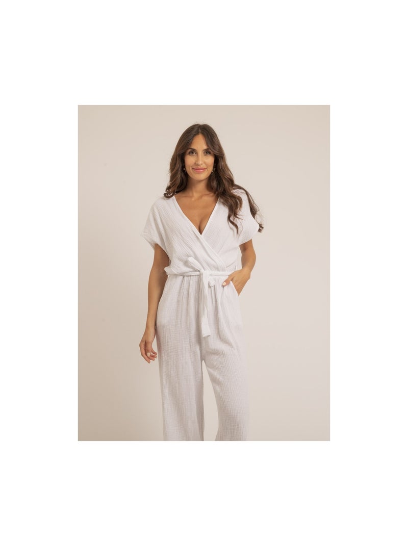 Combi pantalon gaze de coton EROLIE Blanc - Kiabi