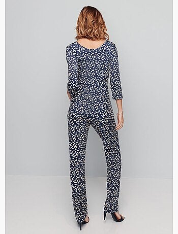 Combi-pantalon imprimée manches 3/4 - Afibel