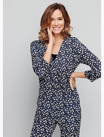 Combi-pantalon imprimée manches 3/4