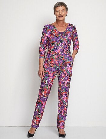Combi-pantalon imprimée manches 3/4
