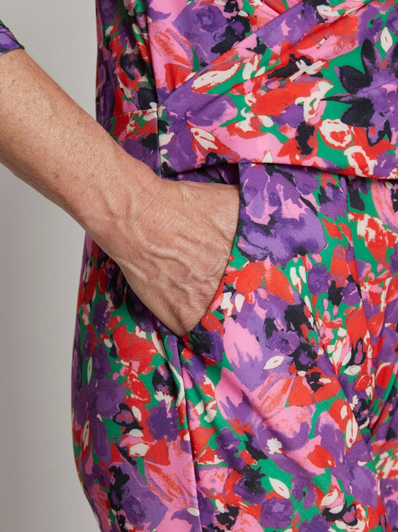 Combi-pantalon imprimée manches 3/4 Violet - Kiabi