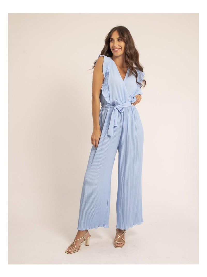Combi pantalon plissée EDENA Bleu ciel - Kiabi