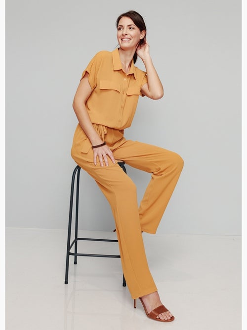 Combi-pantalon unie taille élastiquée - Afibel - Kiabi