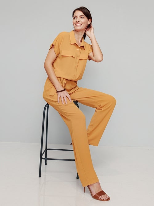 Combi-pantalon unie taille élastiquée - Afibel - Kiabi