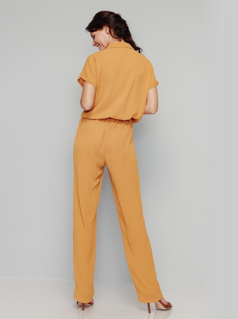 Combi-pantalon unie taille élastiquée - Afibel Miel - Kiabi