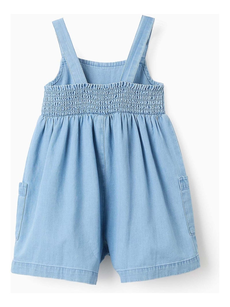 Combi-short à Bretelles en Jean Léger Bleu clair - Kiabi