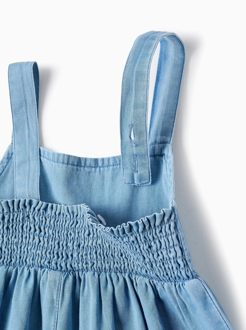 Combi-short à Bretelles en Jean Léger Bleu clair - Kiabi