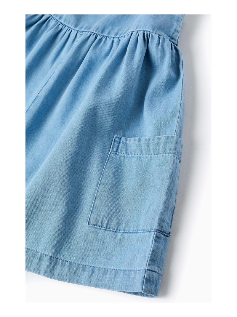 Combi-short à Bretelles en Jean Léger Bleu clair - Kiabi