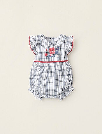 Combi-short avec Carreaux et Broderies