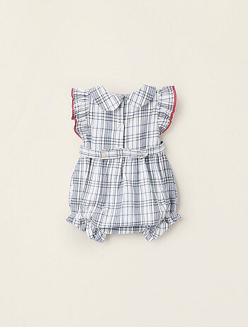 Combi-short avec Carreaux et Broderies