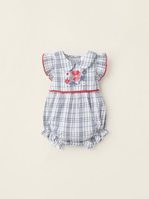 Combi-short avec Carreaux et Broderies - Kiabi