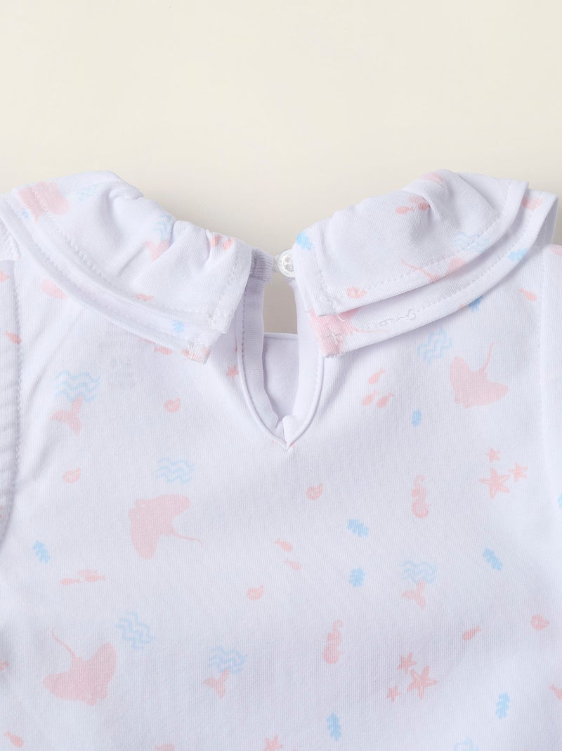 Combi-short avec Volants et Motif Blanc - Kiabi