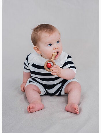 Combi-short bébé marinière
