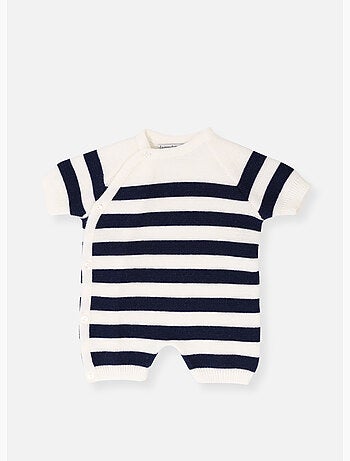 Combi-short bébé marinière