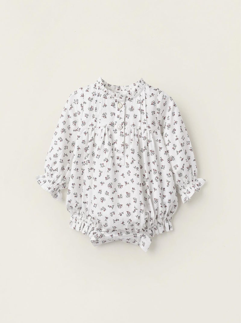 Combi-short blanc style chemise pour nouveau-née manches longues NOVEAUX NATURE Blanc - Kiabi