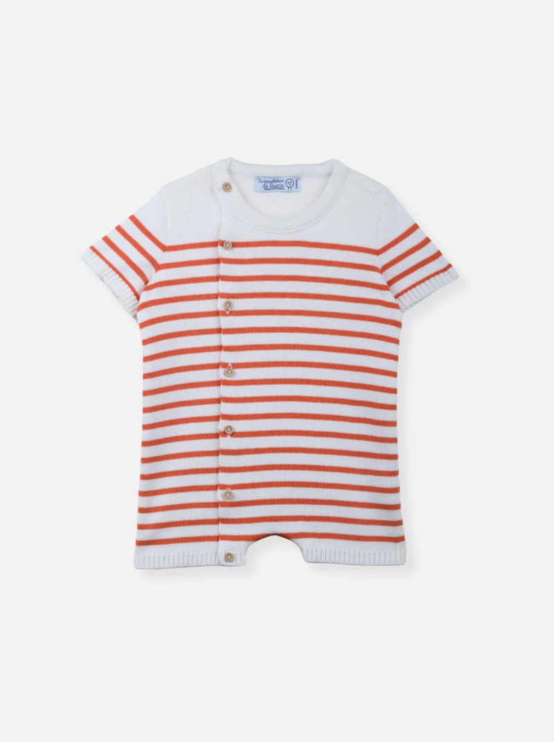 Combi short Coton Blanc Orange - Kiabi