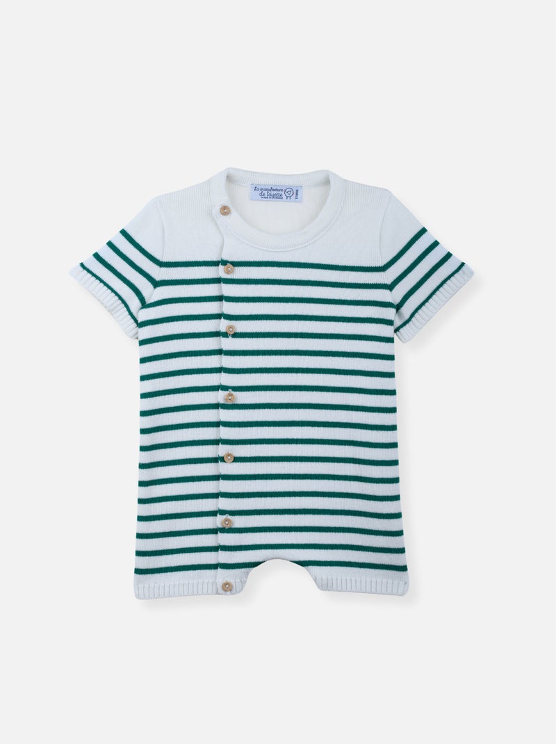 Combi short Coton Blanc Vert - Kiabi