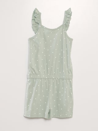 Combi-short en coton à bretelles volantées