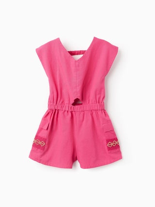 Combi-short en Coton et Lin avec Perles