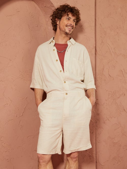 Combi short en lin mélangé - Unisexe - Kiabi